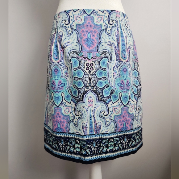 Talbots Pink And Blue Mykonos Paisley A-Line Skirt - 6p - Picture 5 of 8